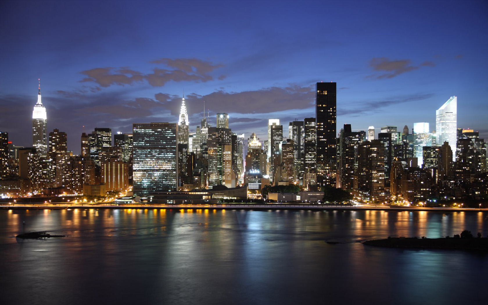 New York Skyline Night Hd - HD Wallpaper 