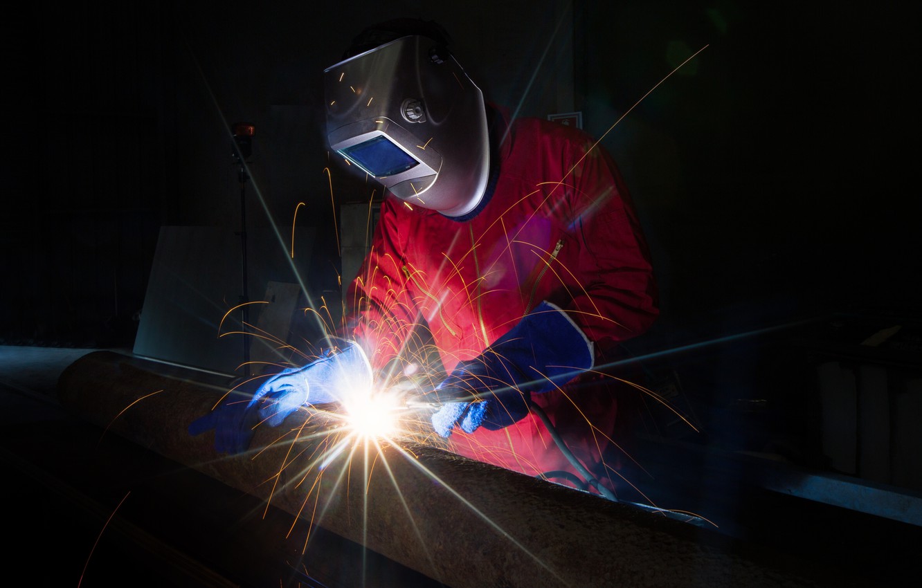 Photo Wallpaper Sparks, Welding, Worker - Welding Technology - HD Wallpaper 