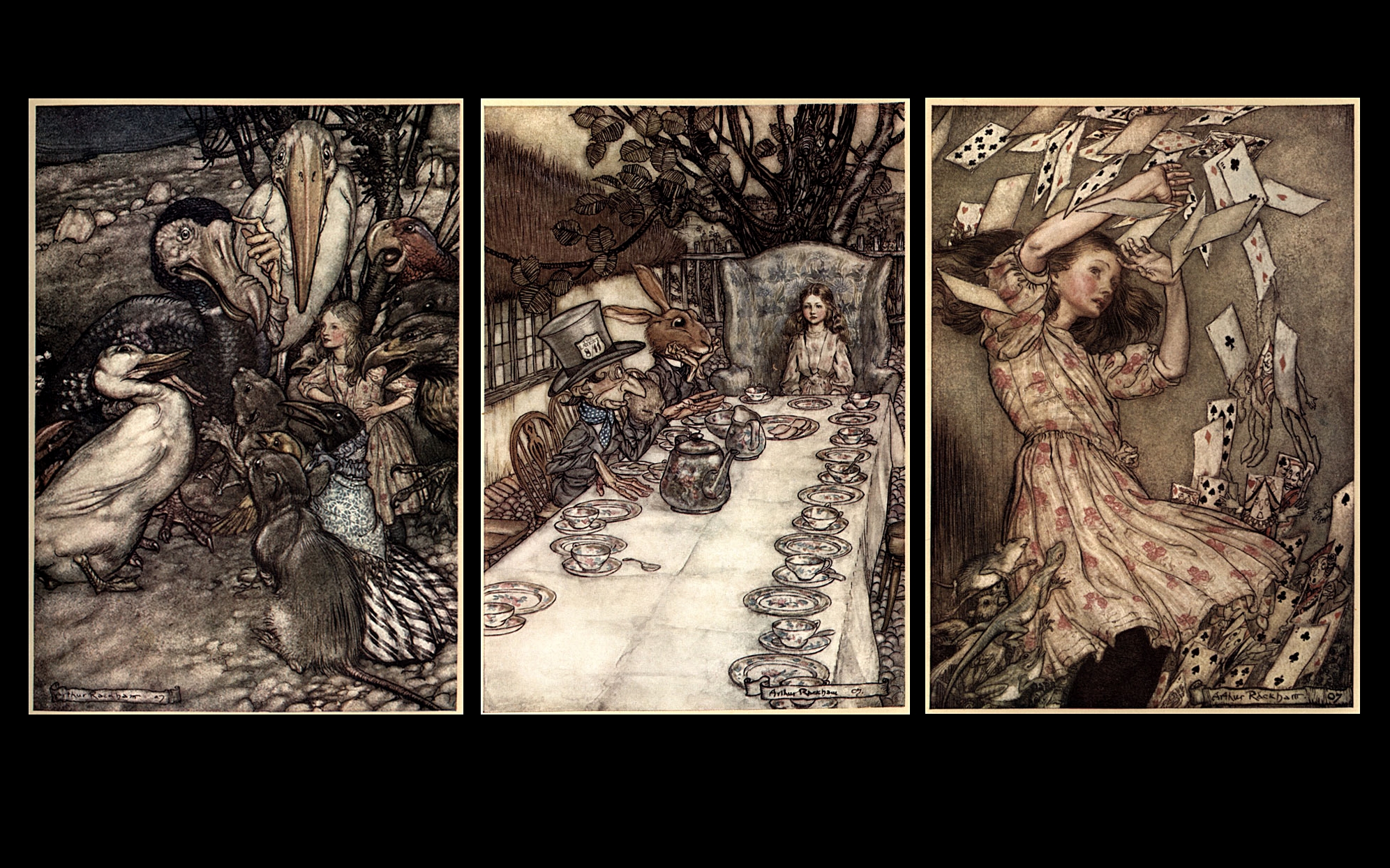 Wallpaper - Arthur Rackham Alice In Wonderland - HD Wallpaper 