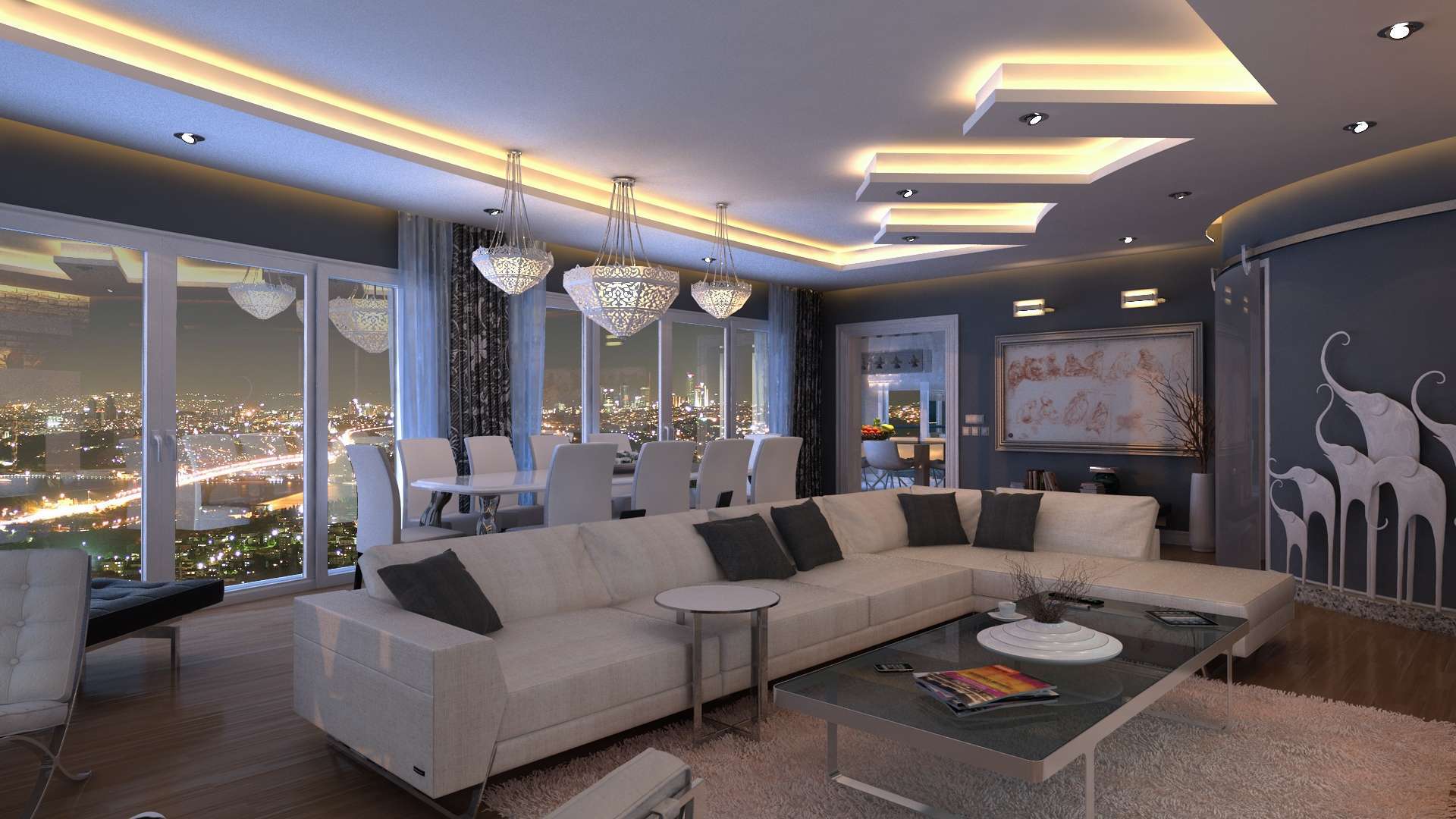 Penthouse Living Room Designs - HD Wallpaper 