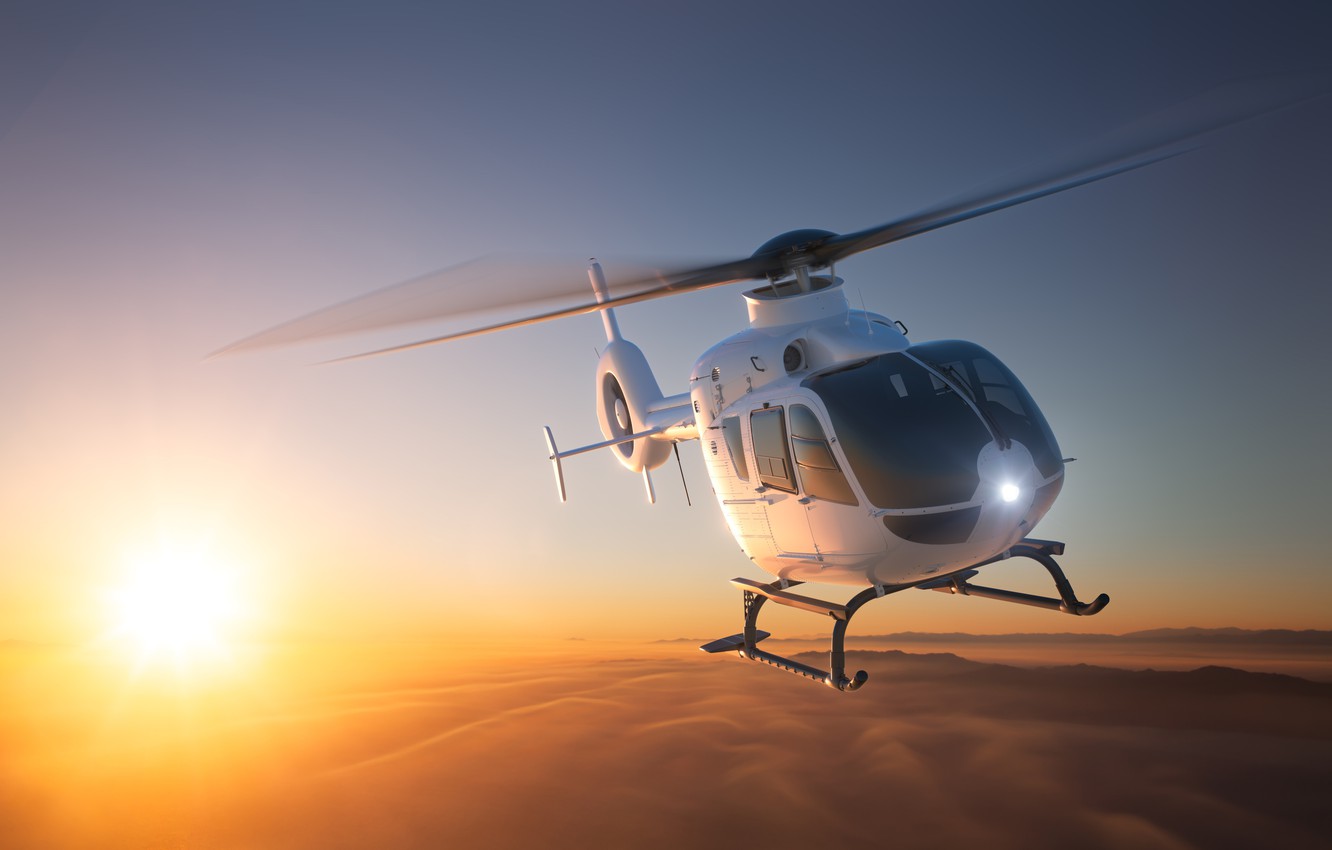 Photo Wallpaper Abstraction, Dawn, Art, Helicopter, - Helicopter Tour - HD Wallpaper 