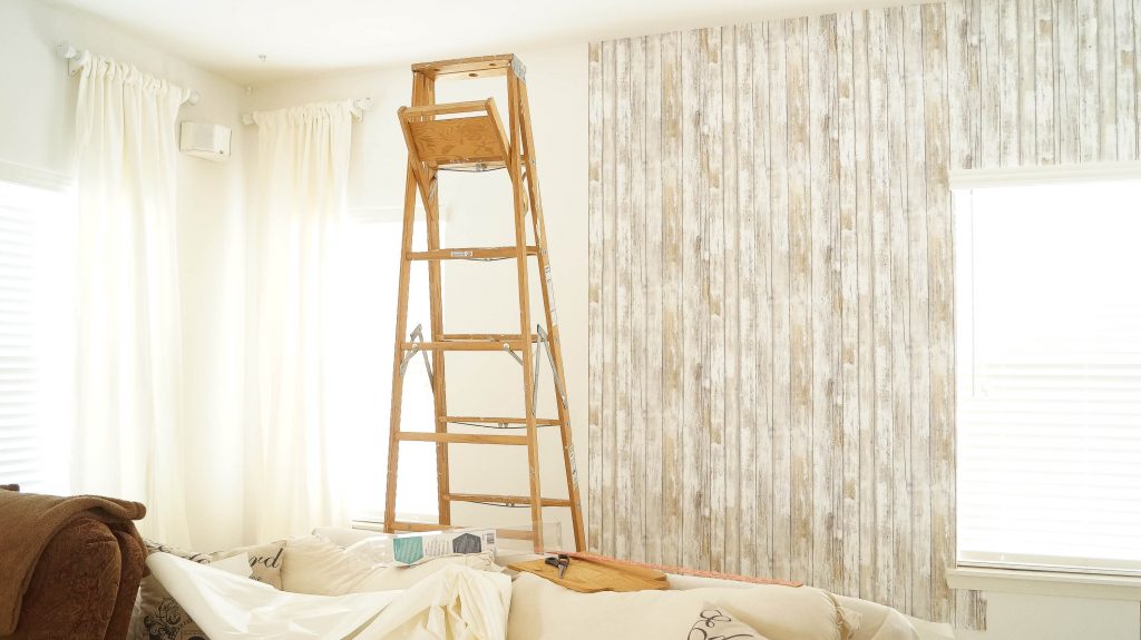 Reusable Wallpaper Faux Wood Accent Wall - Bedroom - HD Wallpaper 