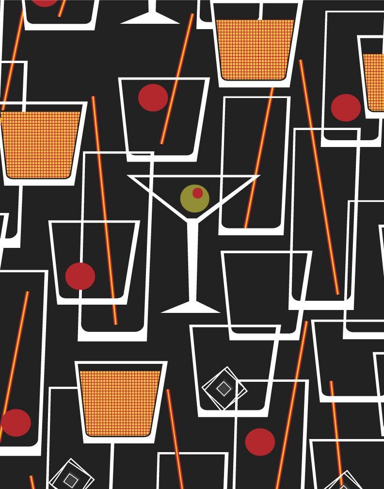 Mid Century Modern Bar Art - HD Wallpaper 