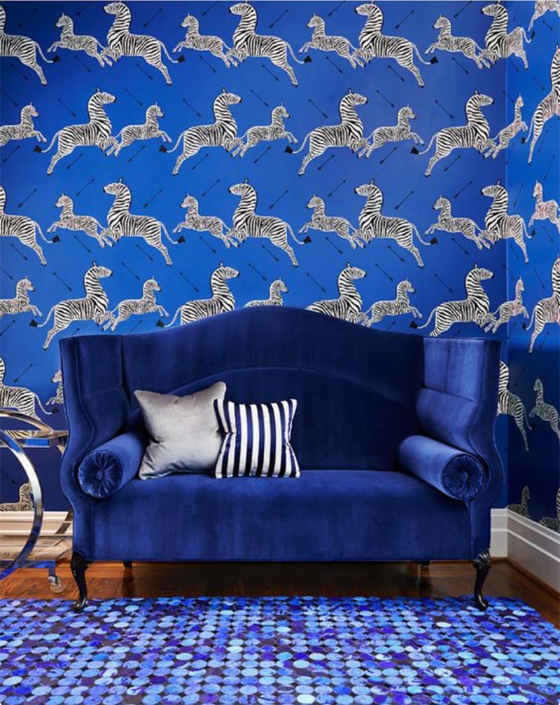 Scalamandre Wallpaper Zebra Blue - HD Wallpaper 