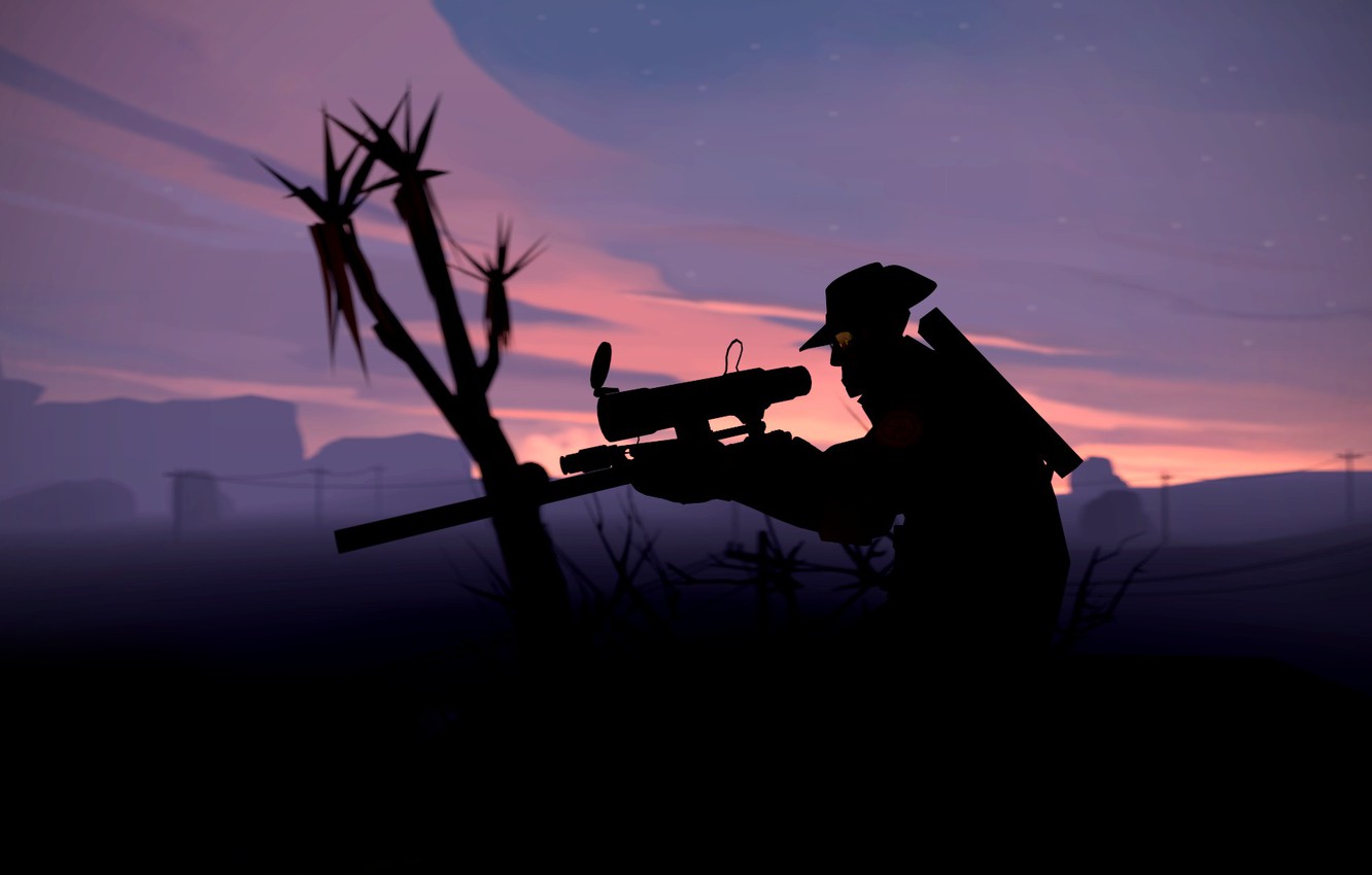Photo Wallpaper Night, Sniper, Night, Team Fortress - Tf2 Wallpaper Sniper - HD Wallpaper 