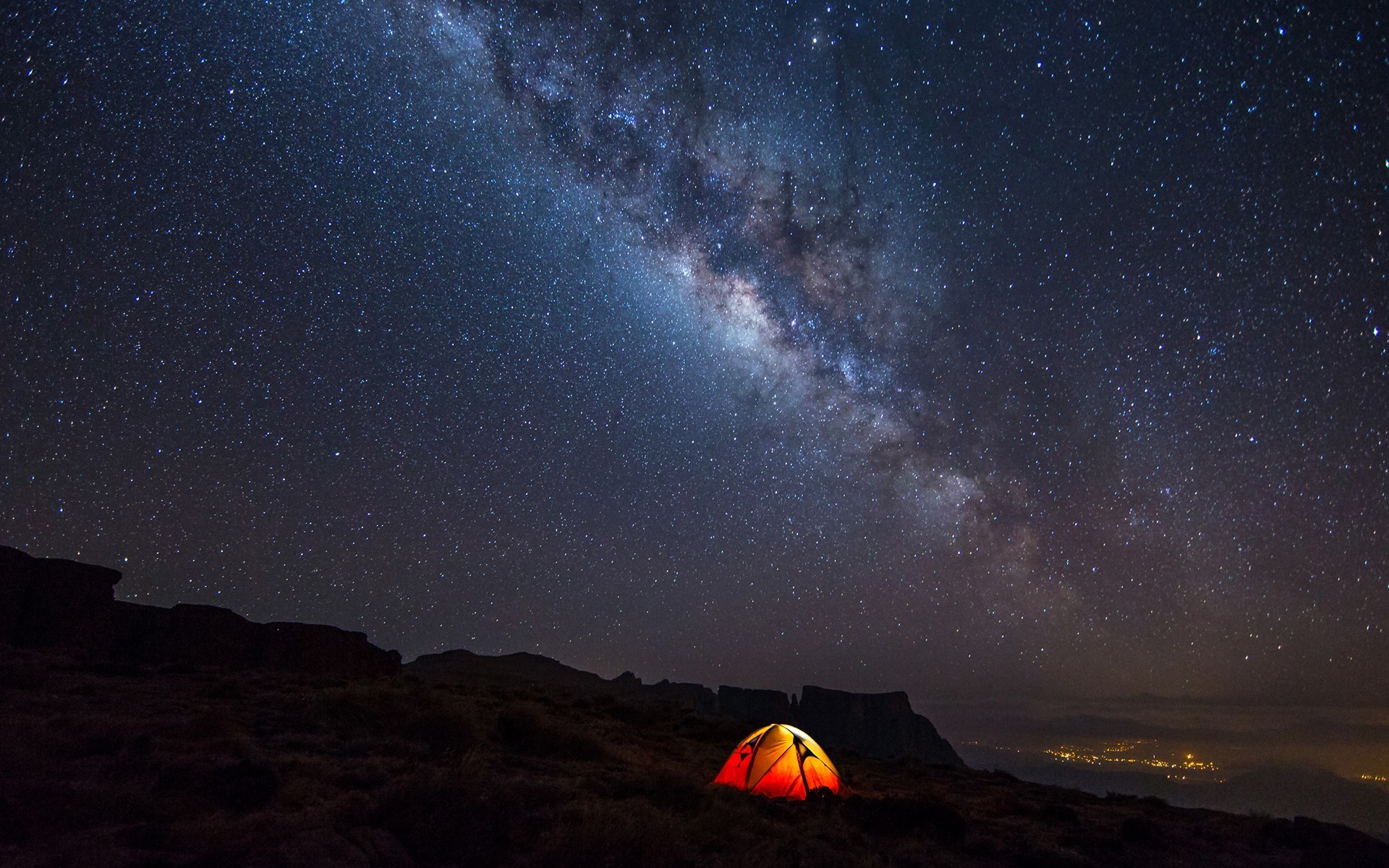 1920x1200, Night, Camping, Stars, Landscape, Milky - Night Sky Camp - HD Wallpaper 