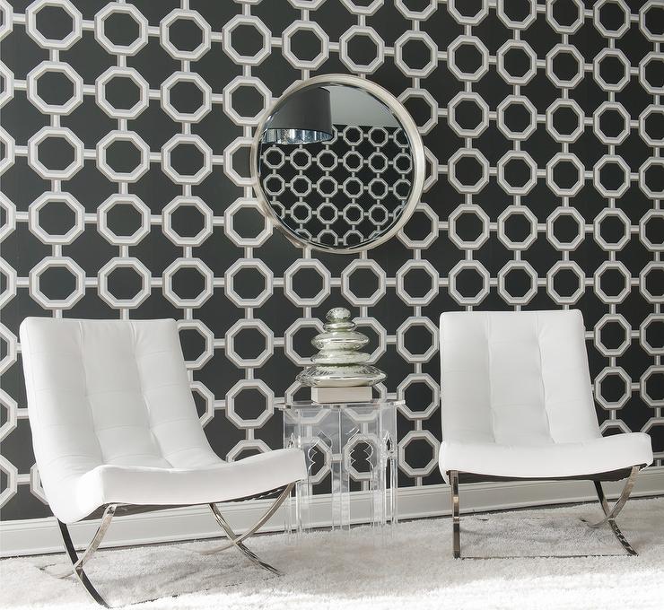 Black And White Hallway Sitting Area - Black And White Design For Hall - HD Wallpaper 