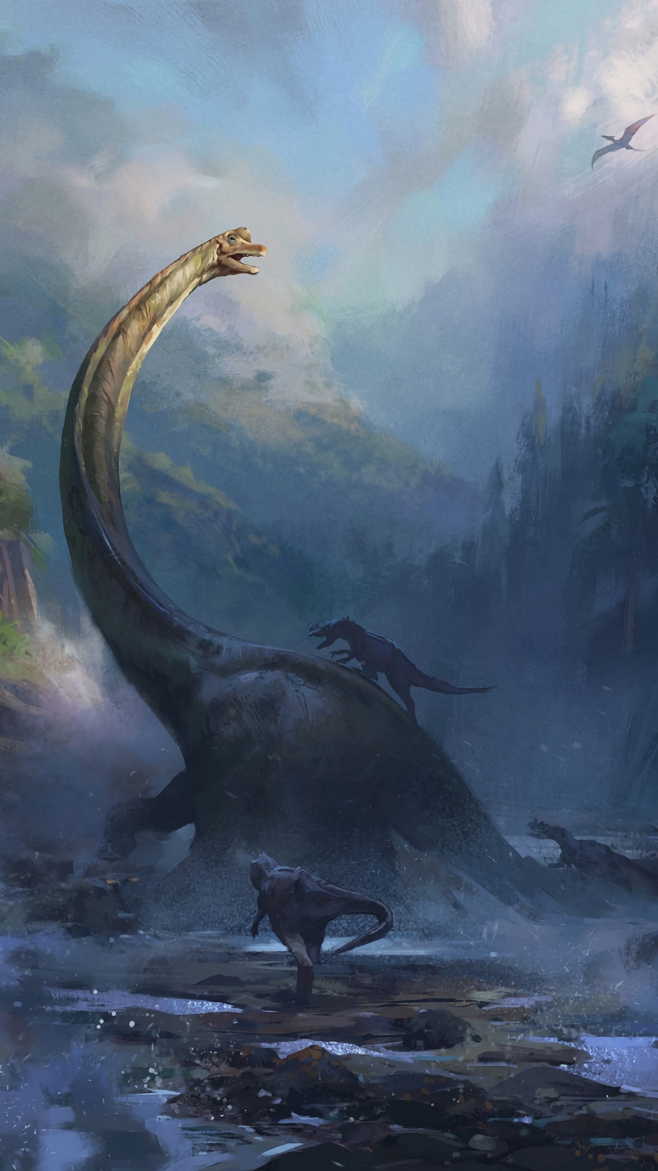Wallpaper Dinosaurs, Art, Reptiles, Wildlife - Dinosaurs Background For Iphone - HD Wallpaper 