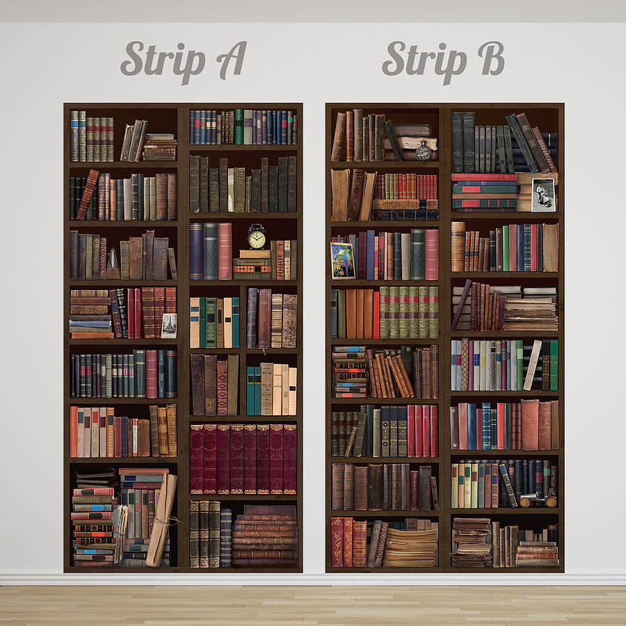 Bookcase Wallpaper For Bookcase - Bookcase Wall Sticker Hd - HD Wallpaper 