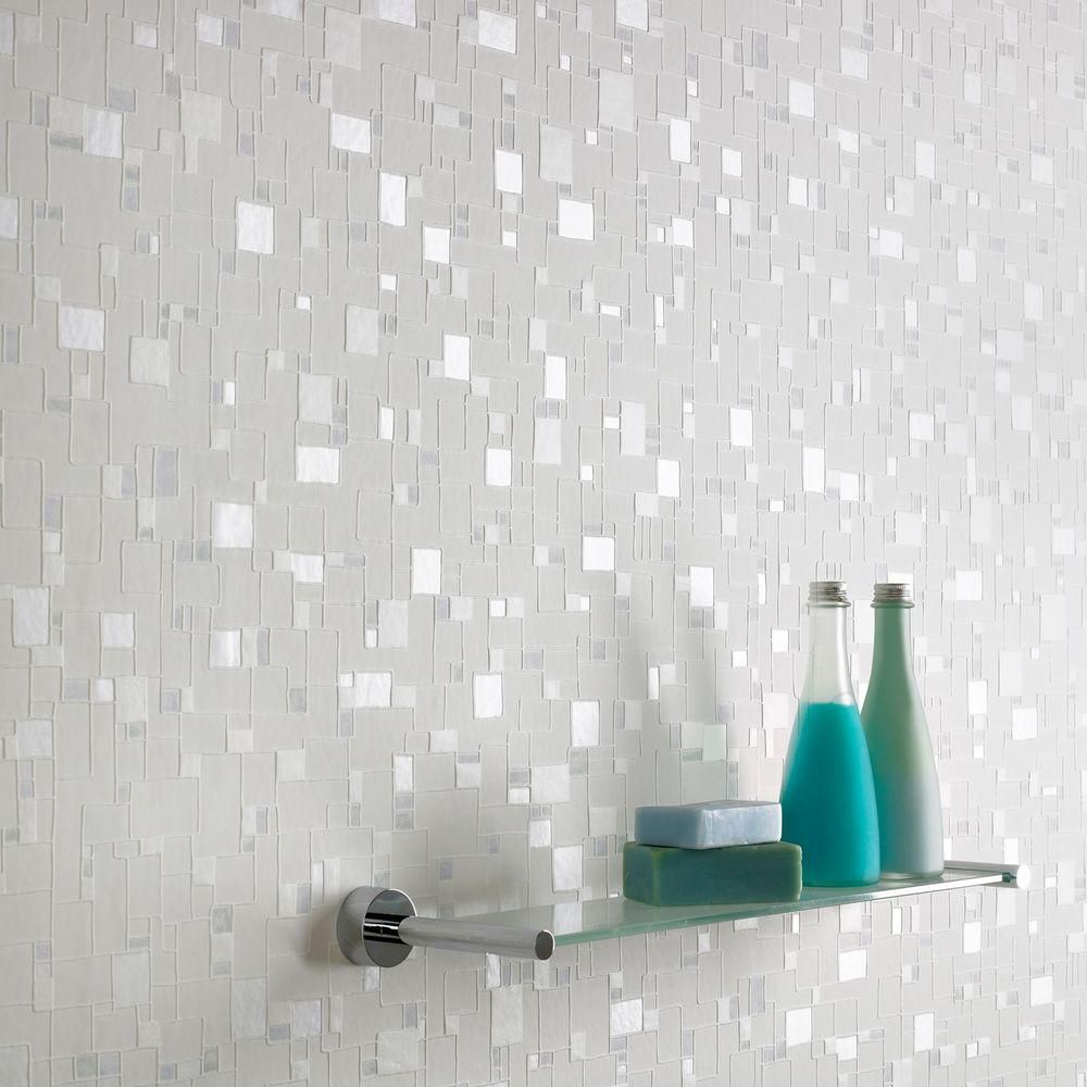 White Shimmer Mosaic Tiles - HD Wallpaper 