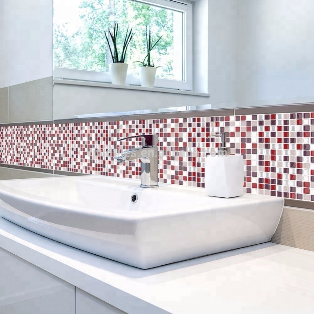 Self-stick Faux Tile Bathroom Wall Covering Panels - Vinilico Para Pared Baño - HD Wallpaper 