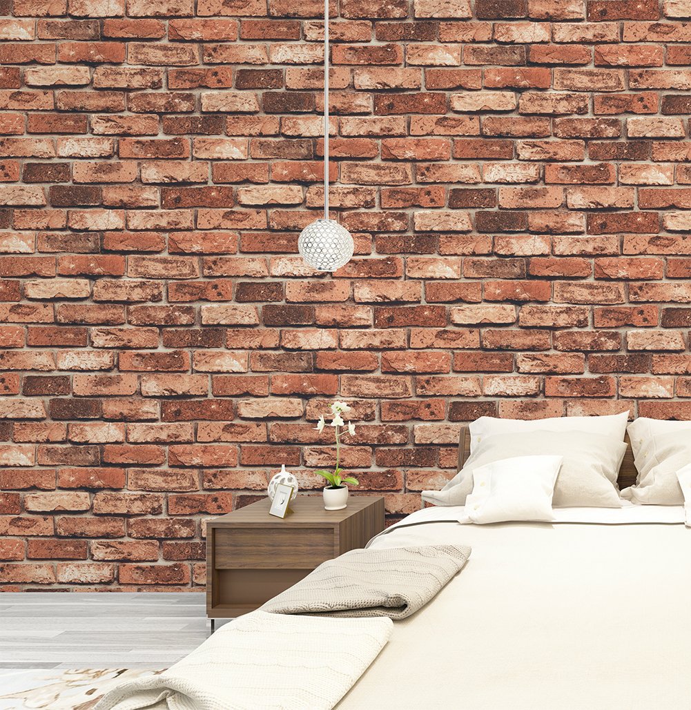 Brown Brick Wallpaper Living Room - HD Wallpaper 