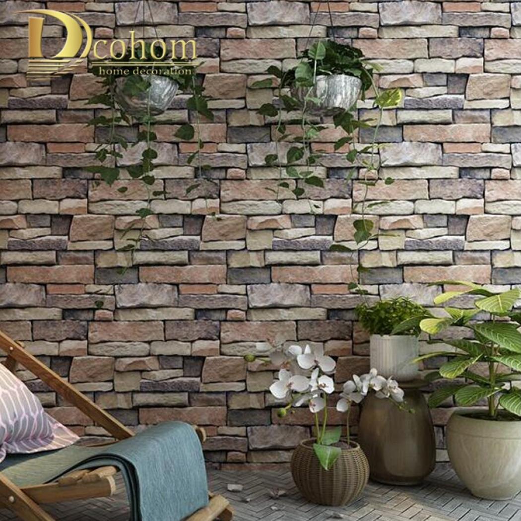 Retro Stone Cultral 3d Brick Wallpaper Bar Restaurant - Dinding Batu Alam - HD Wallpaper 