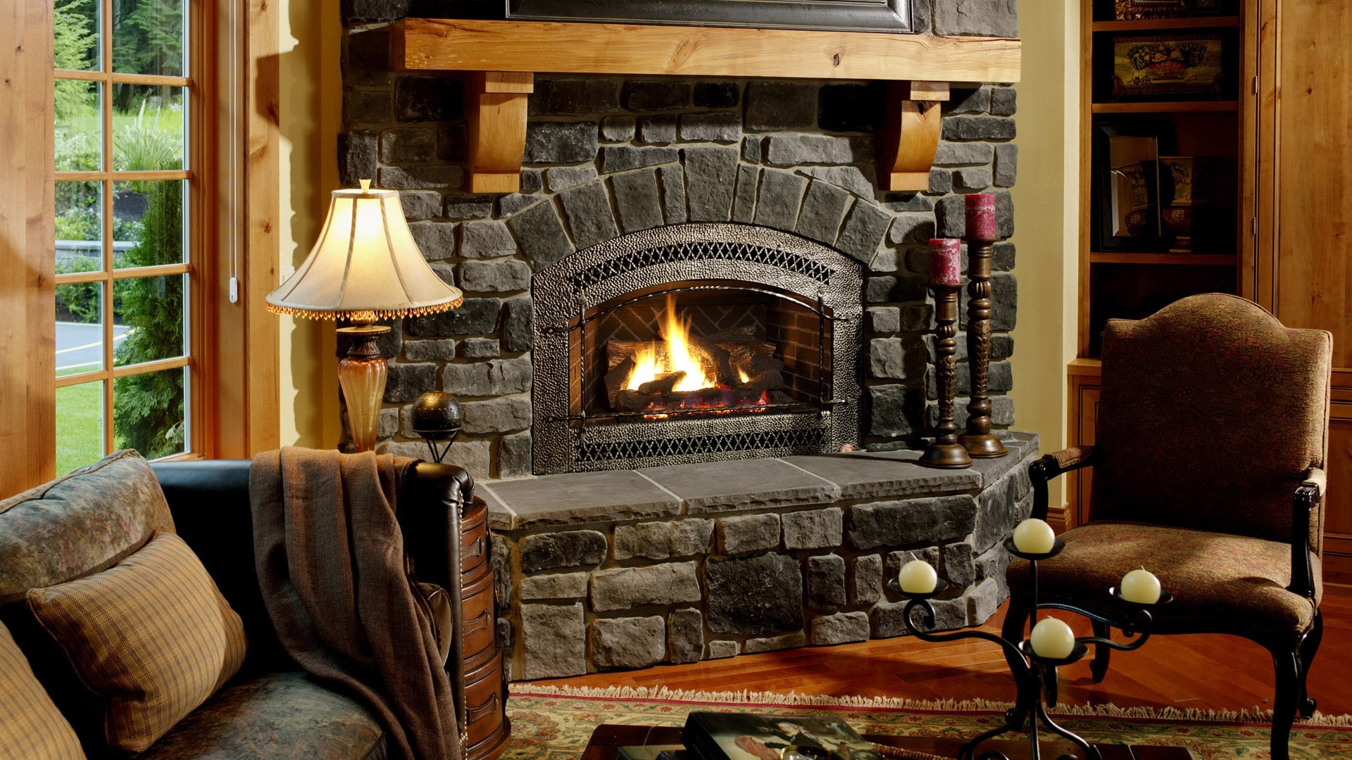 Western-style Family Fireplace Wallpaper - Fireplace - HD Wallpaper 