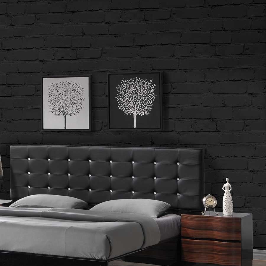 Black Brick Wall Bedroom - HD Wallpaper 