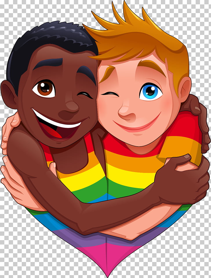 Interracial Gay Couple Art - HD Wallpaper 