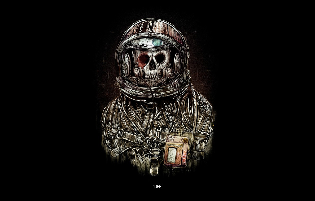 Photo Wallpaper Death, Skull, The Suit, Costume, Astronaut - Skull Astronaut - HD Wallpaper 
