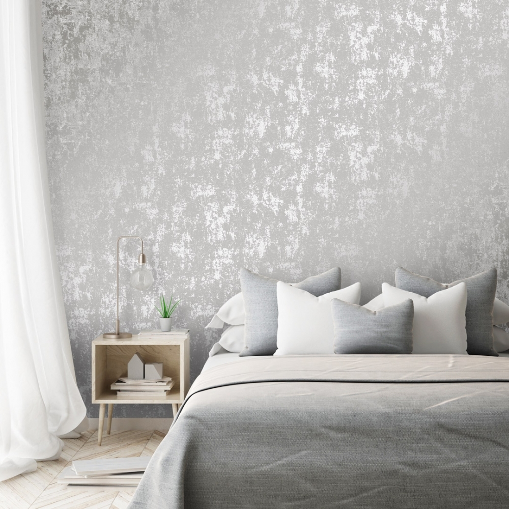 Grey Textured Wallpaper Bedroom - HD Wallpaper 