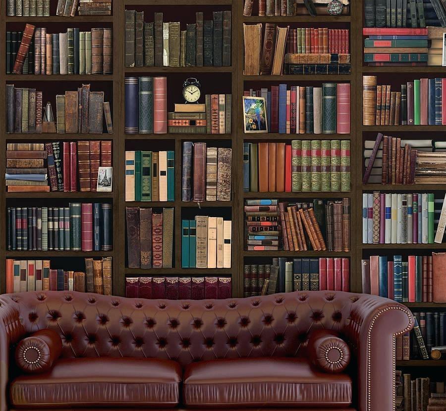 Bookcase Wallpaper Uk Self Adhesive Wall Mural Designs Bookcase Mural
