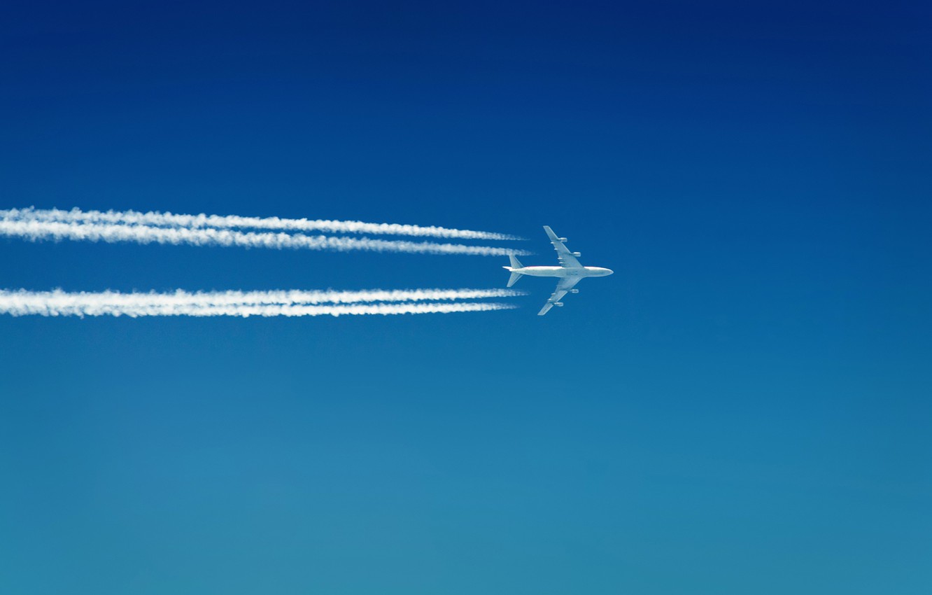 Photo Wallpaper White, The Sky, Aviation, Traces, Strip, - Travel By Flight Mood - HD Wallpaper 