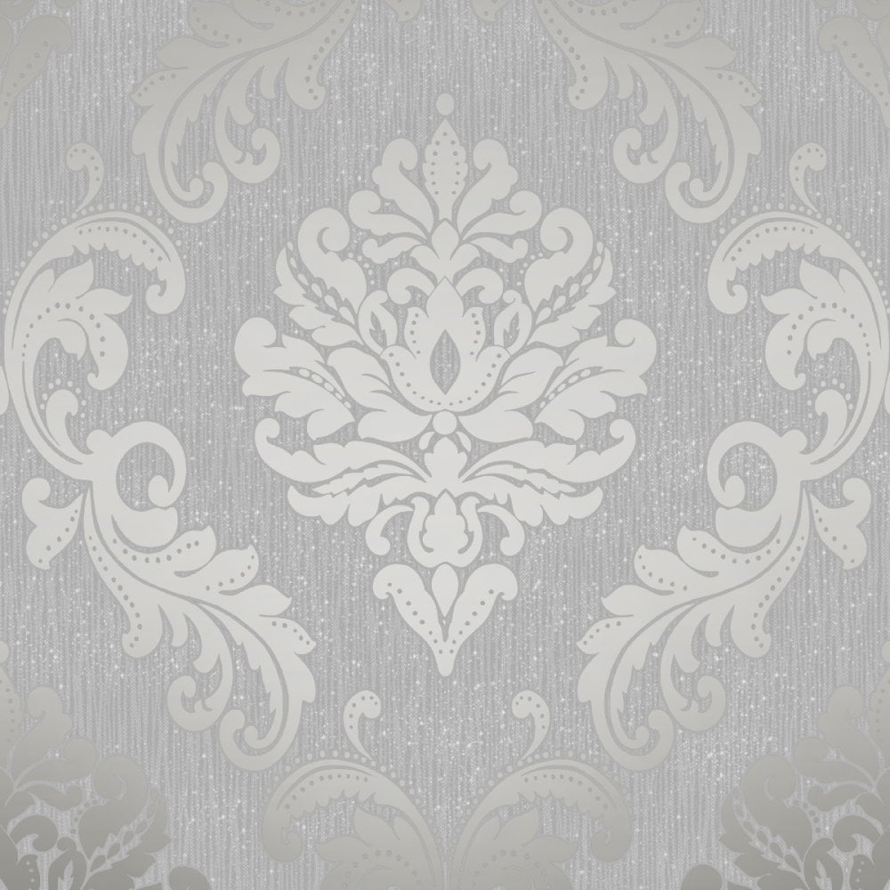 Damask Wallpaper Silver - HD Wallpaper 