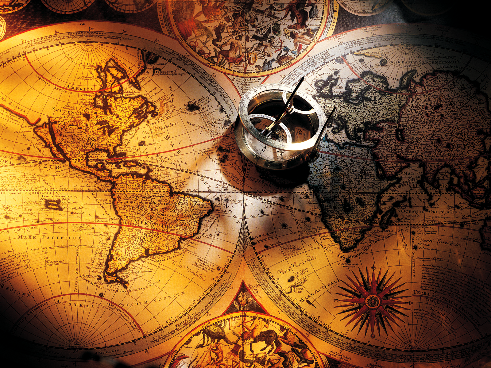 Old Map And Compass - HD Wallpaper 