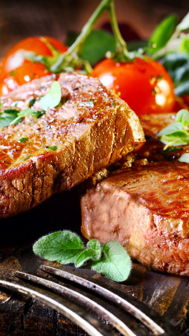 Beef, Steak, Food, Cooking, Grill, Vegetables, Meal, - Food Hd Wallpaper Phone - HD Wallpaper 