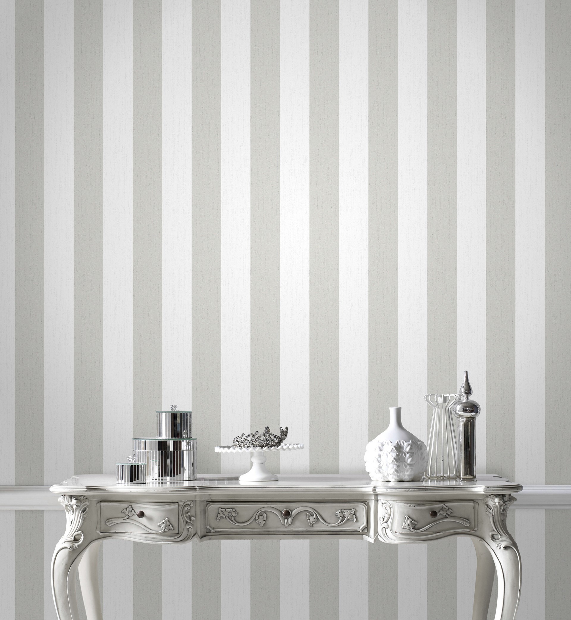 Graham & Brown 32 961 Room 
 Data Src White And Silver - White And Grey Striped - HD Wallpaper 