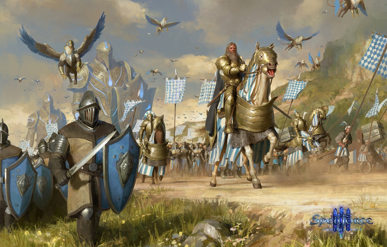 Photo Wallpaper Warriors, Hike, Army, Human Army, Spellforce - Spellforce 3  Human Titan - 1332x850 Wallpaper - teahub.io