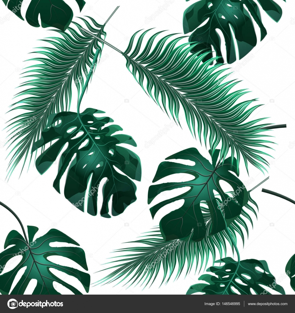 Background Seamless Pattern Tropical Leaves Jungle - HD Wallpaper 