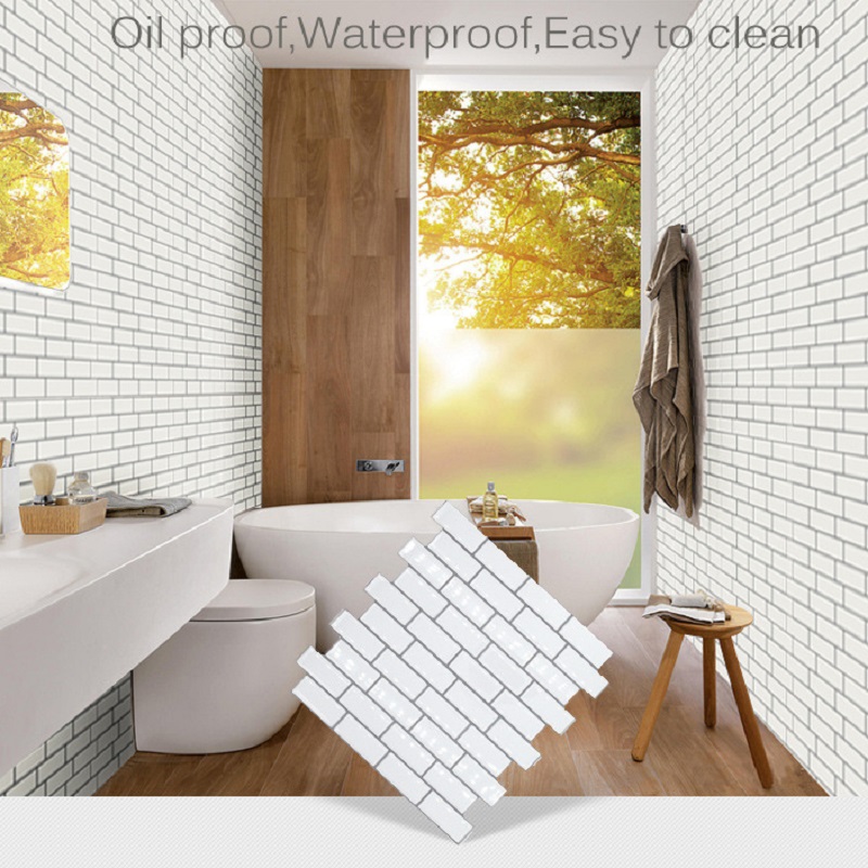 Decorative Self-adhesive Wallpaper White Brick Decoration - Papel Vinilico Para Pared Easy - HD Wallpaper 