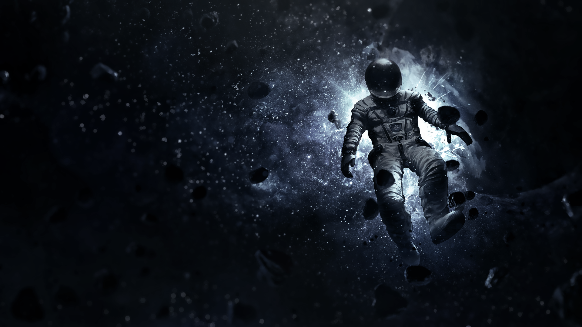 Astronaut Space Artwork Asteroids Wallpaper - Astronaut In Space Painting - HD Wallpaper 