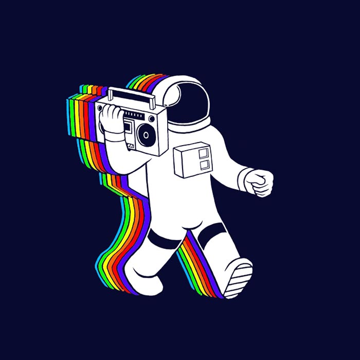 Flashing Astronaut Wallpaper Engine - Astronaut Listening To Music - HD Wallpaper 