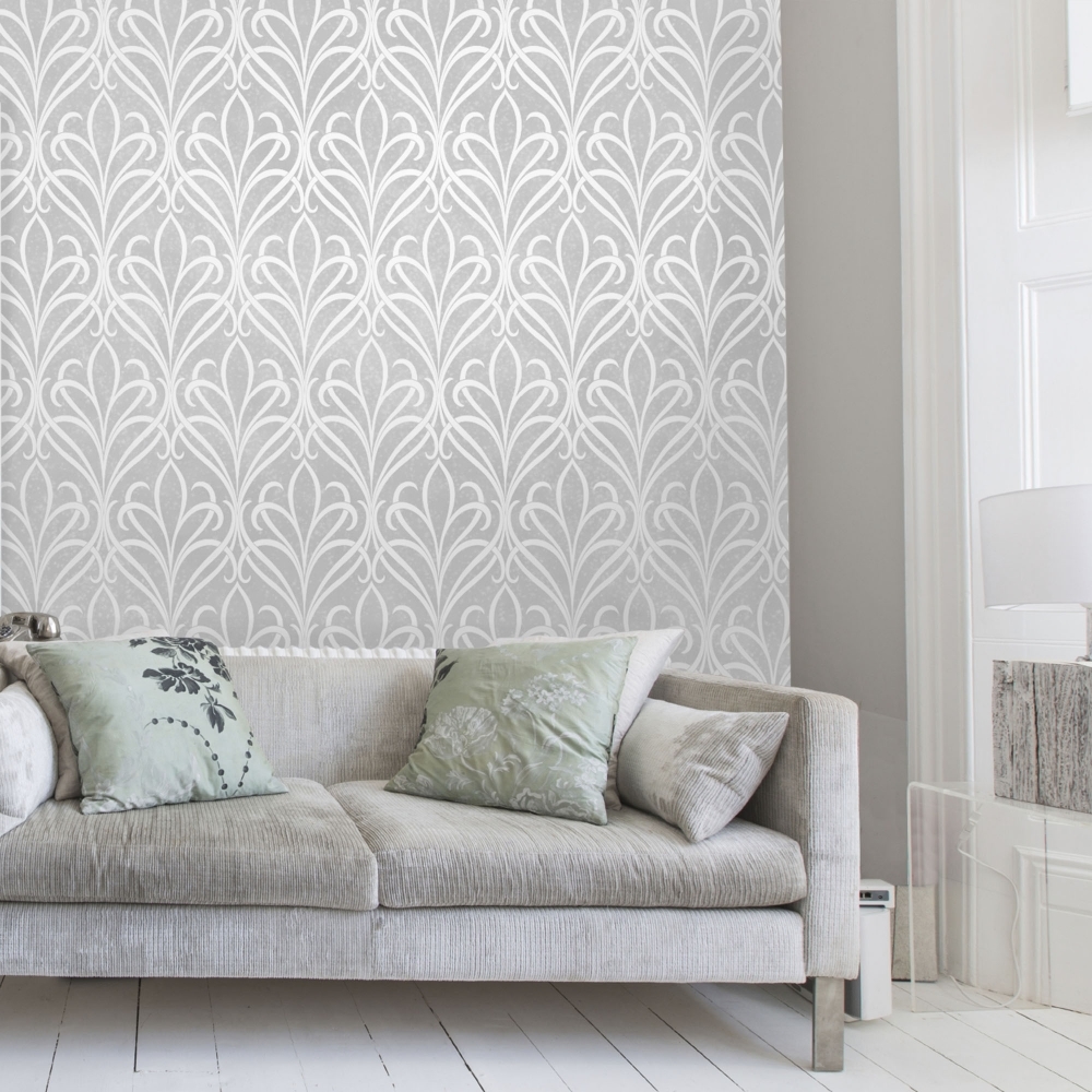 Download Chelsea Glitter Damask Wallpaper Soft Grey Silver Teahub.io