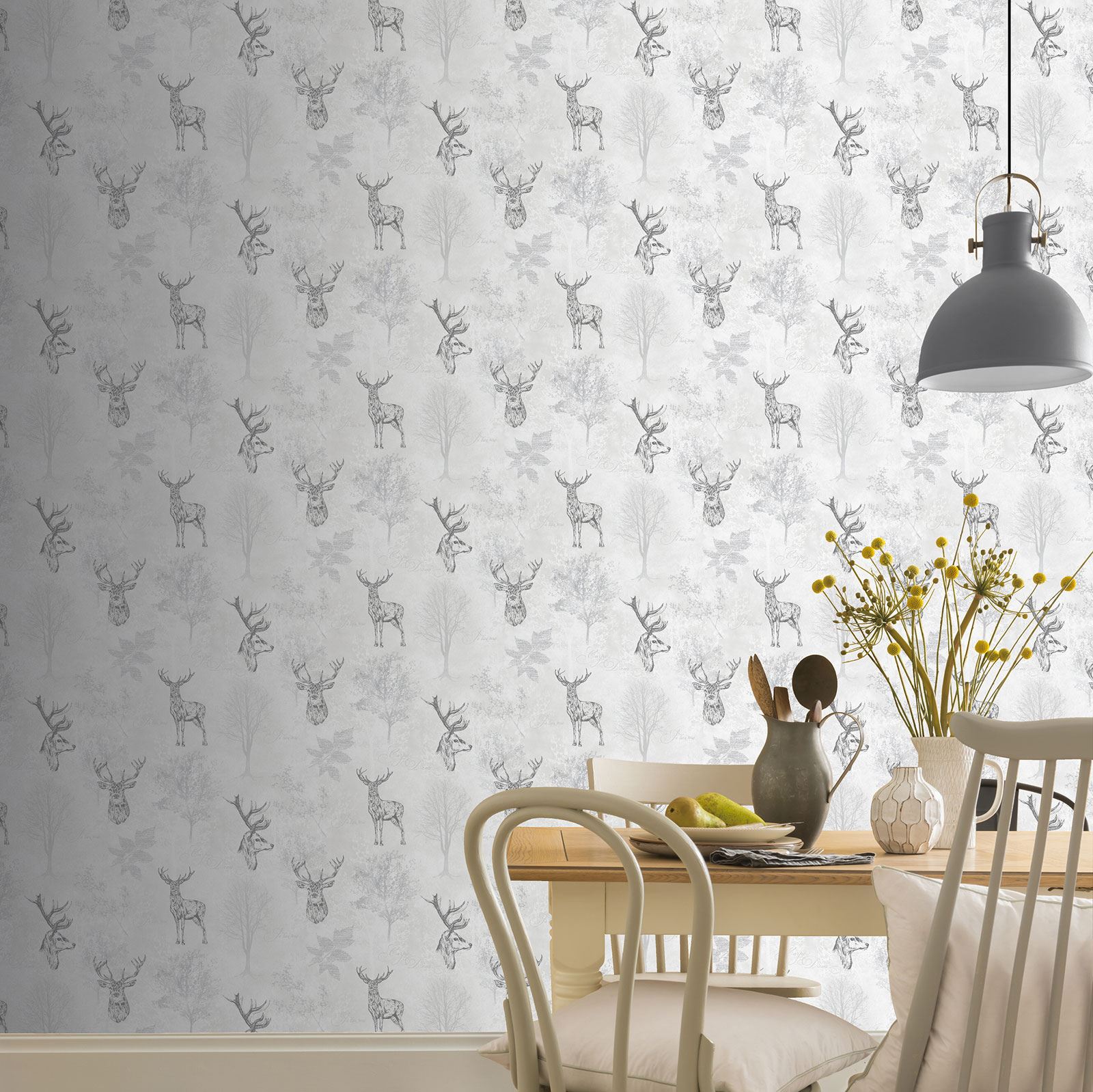 Stag Wallpaper Grey - HD Wallpaper 