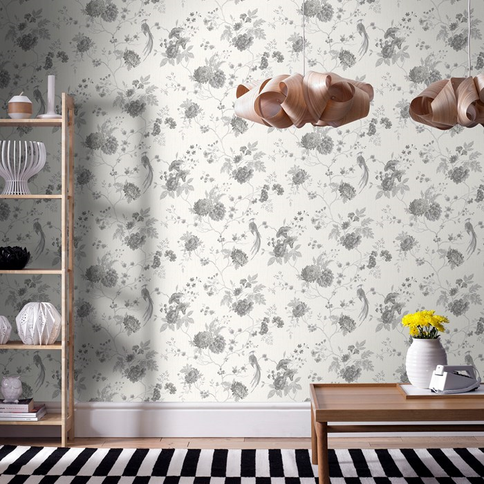 Julien Macdonald Exotica White / Silver 32 956 Wallpaper - Graham And Brown Linden - HD Wallpaper 