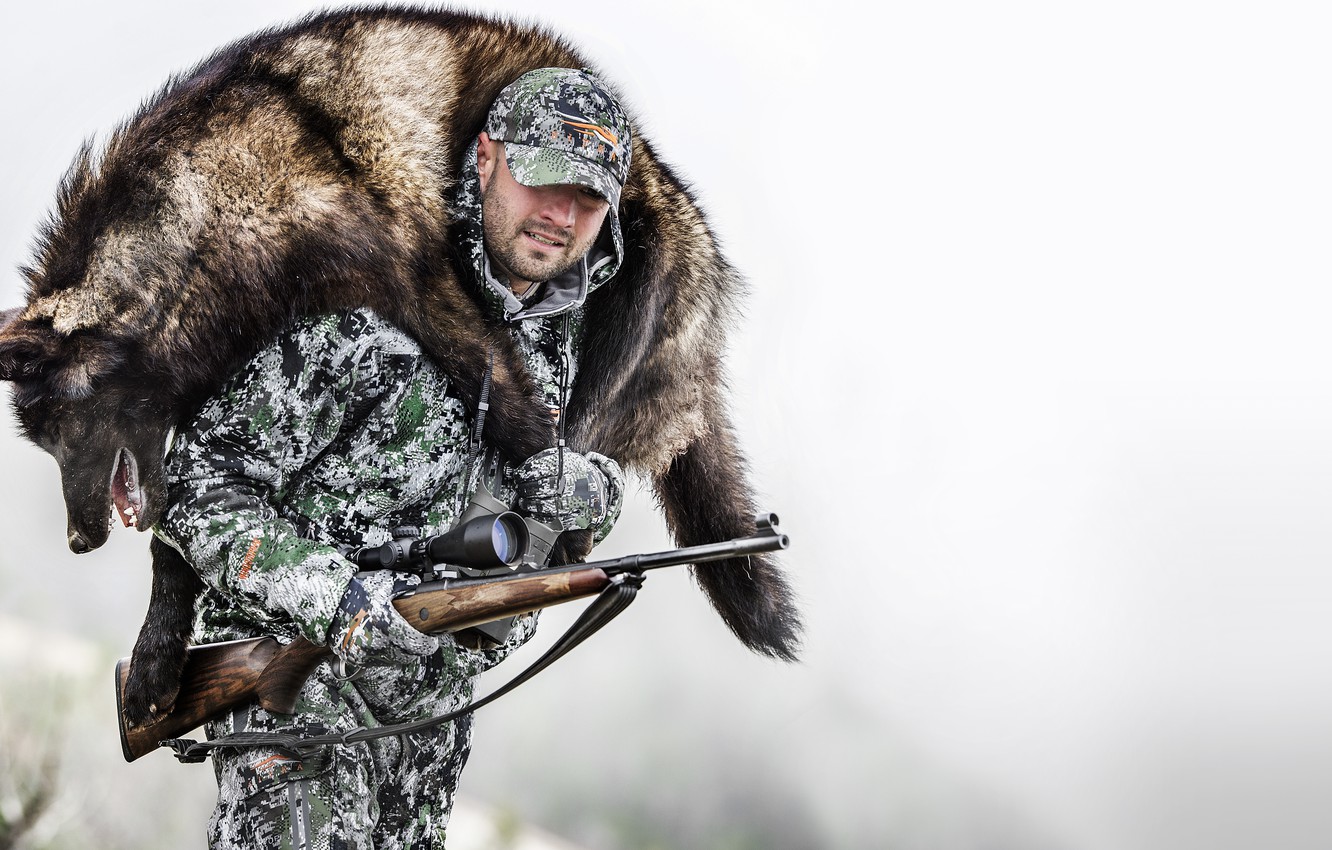 Photo Wallpaper Winter, Men, Hunter, Hunting, Wof - Hunting Hunter - HD Wallpaper 