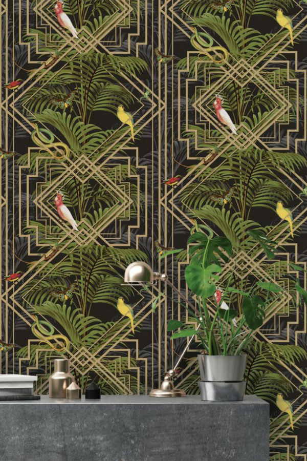 Art Deco Wallpaper Tropical - HD Wallpaper 