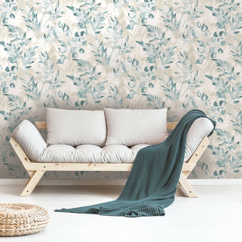 Albany Cedar Teal Wallpaper - Holden Decor Glasshouse 90210 - HD Wallpaper 