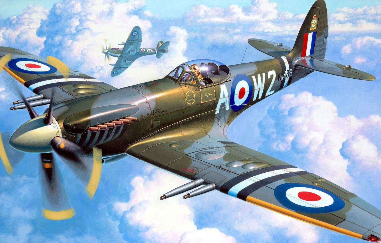 Photo Wallpaper Figure, Art, Spitfire, Supermarine, - Supermarine Spitfire Mk 22 - HD Wallpaper 