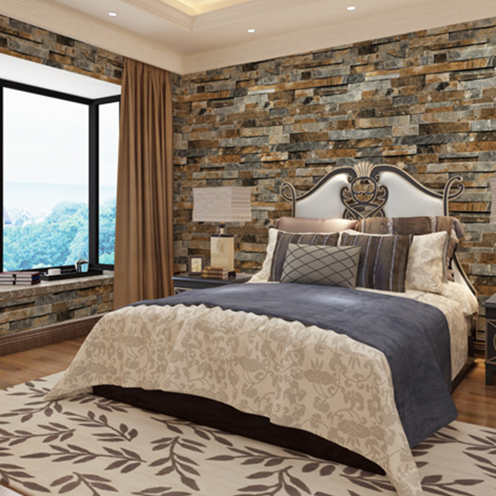 3d Brick Effect Slate Stone Wallpaper Wall Textured - Stone Effect Wallpaper Bedroom - HD Wallpaper 