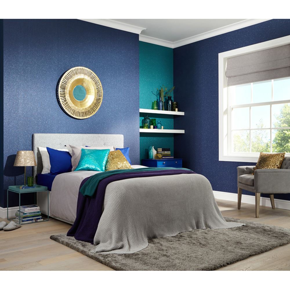Arthouse Boys Life Bookshelf Jester Amp Glitter Wallpaper - Dark Blue Wallpaper Bedroom - HD Wallpaper 