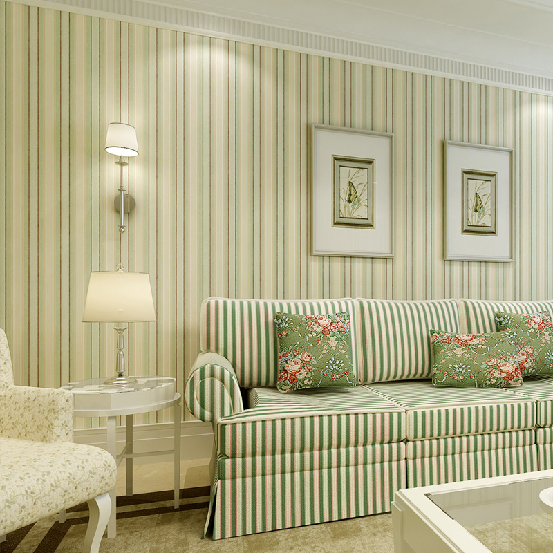 Green Striped Wallpaper Room - HD Wallpaper 