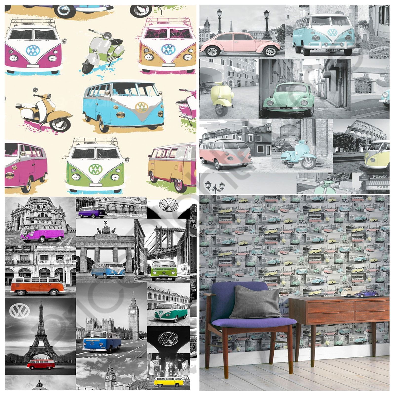 Vw Campervan Wallpaper Bedroom - HD Wallpaper 