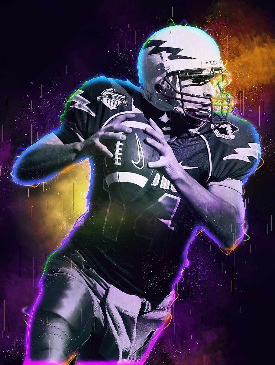 Football Player Holding Football Poster, American Football, - American Football Player Png - HD Wallpaper 