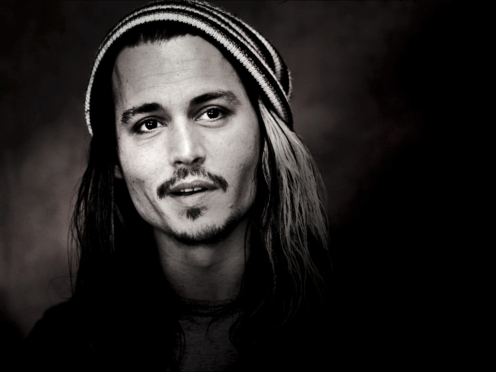 Johnny Wallpapers - Black And White Johnny Depp Portrait - HD Wallpaper 
