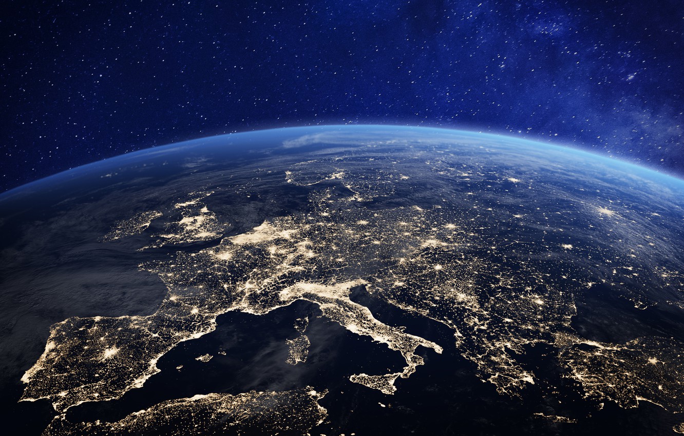 Photo Wallpaper Lights, Europe, Planet Earth - Planet Earth - HD Wallpaper 