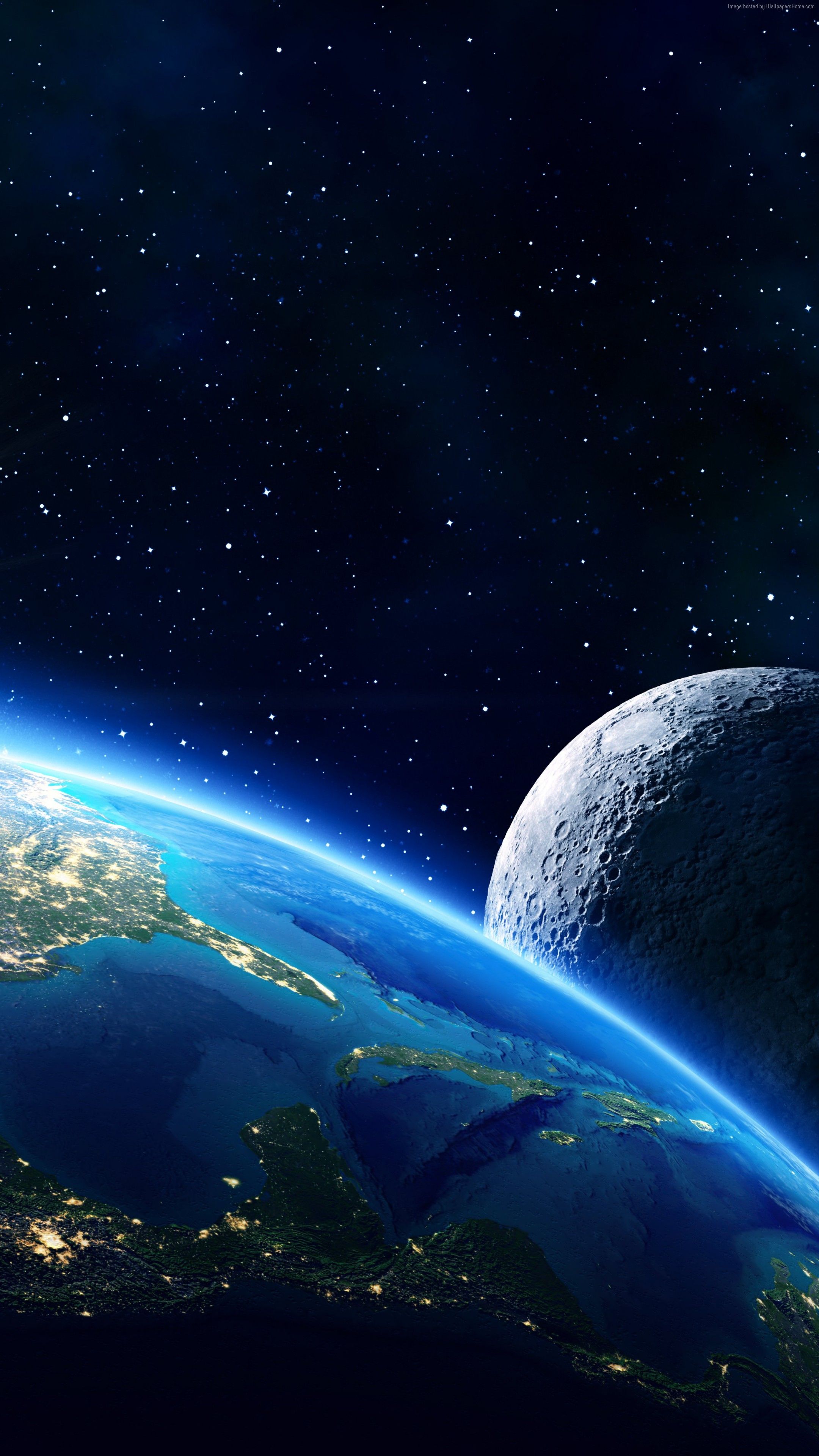 Earth, Moon, Planet, Star, 5k - Earth From Space - HD Wallpaper 
