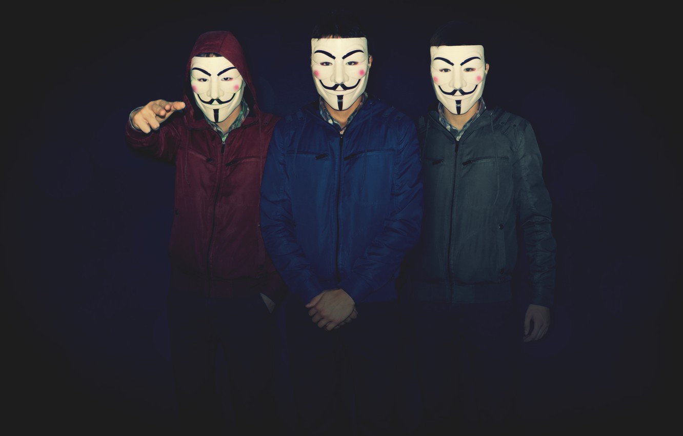 Photo Wallpaper Dark, Blue, Men, V For Vendetta, Mask, - Darkness - HD Wallpaper 