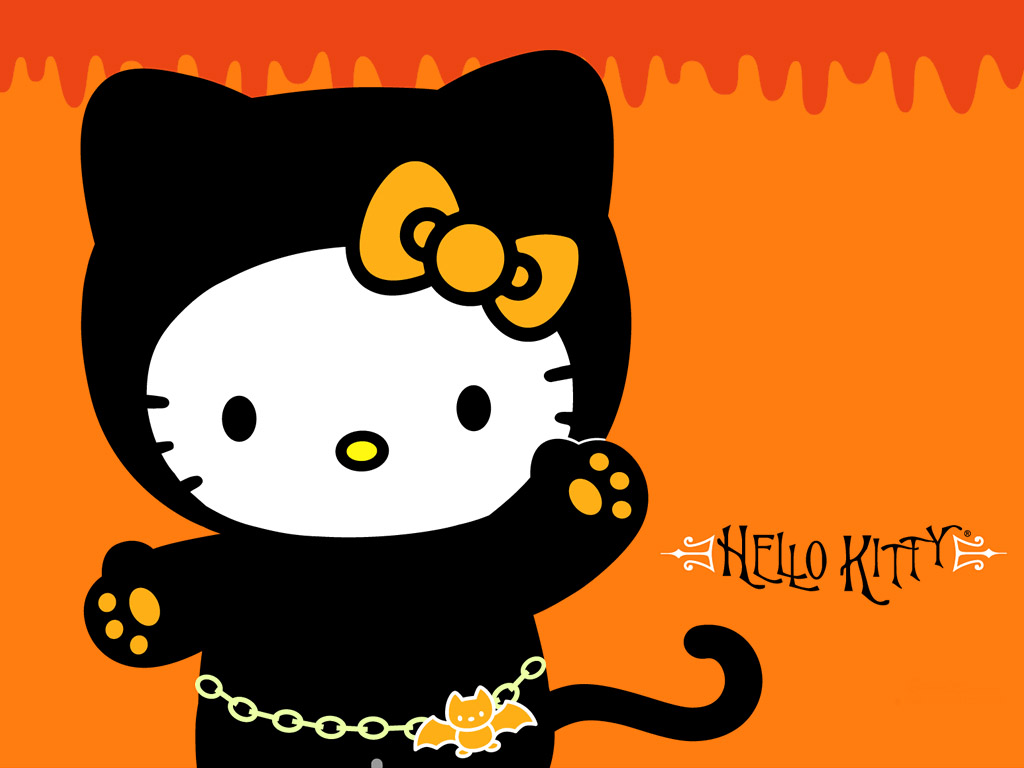 Cartoon Halloween Wallpaper - Hello Kitty Halloween Background - HD Wallpaper 